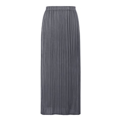 Solid Color Pleated Straight Skirt – Japanese Style Slim Fit