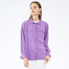 Pleats Please Solid Color Shirt – Slim Fit Pleated Long-Sleeve Top