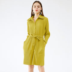 Slim trench coat women's spring 2025 Miyake solid color new Korean version slim temperament casual cotton thickened two-piece set