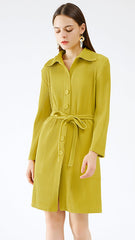 Slim trench coat women's spring 2025 Miyake solid color new Korean version slim temperament casual cotton thickened two-piece set