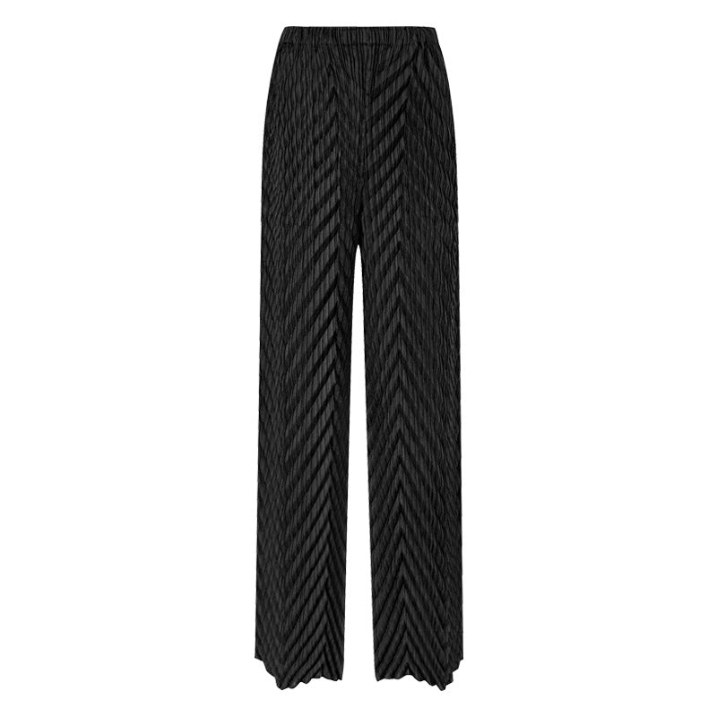 Pleated High Waist Straight-Leg Pants – Chic Women’s Trousers
