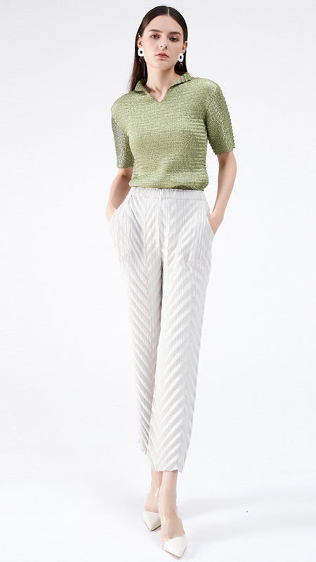 Pleated High Waist Straight-Leg Pants – Chic Women’s Trousers