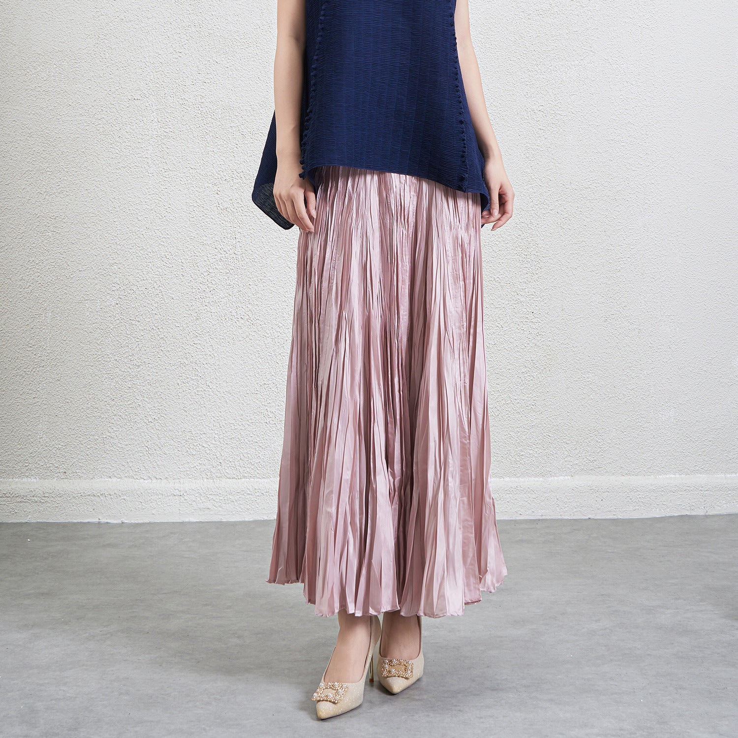 Pleated Irregular A-Line Midi Skirt – Handmade Elegant Women’s Style