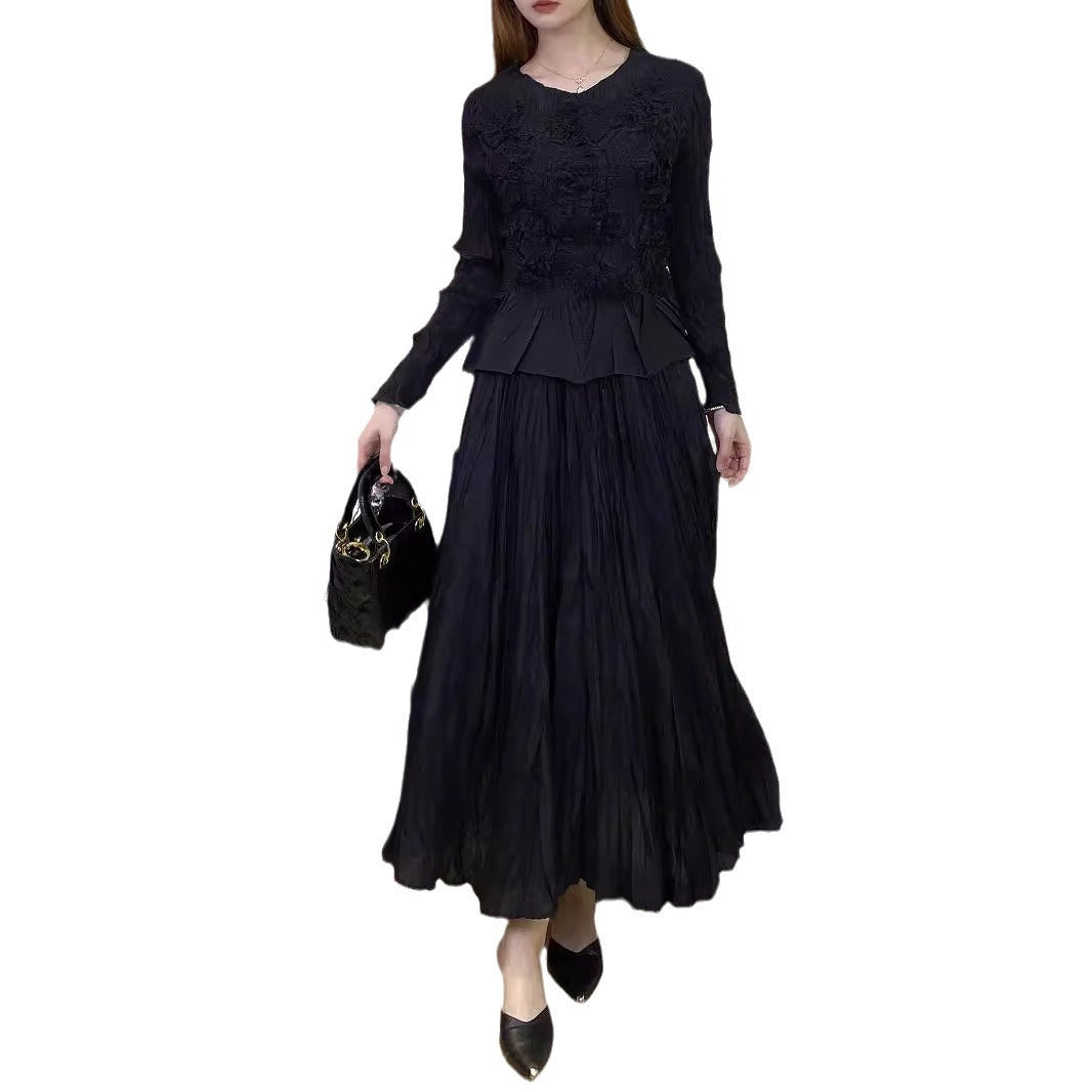 Pleated Handmade Floral Skirt Set – Elegant Two-Piece Outfit for Women