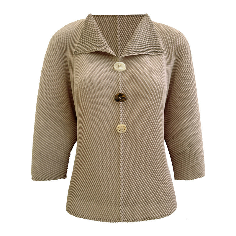 Women’s Fall Pleated T-Shirt – Casual Comfortable Top