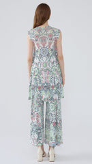 Boho Two-Piece Set – Dot Print Top and Pleated Wide-Leg Pants