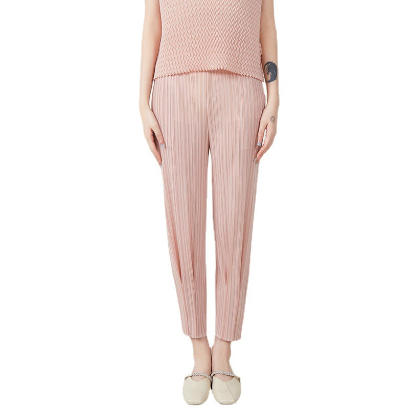 Pleats Please Cropped Harem Pants – Slimming Pleated Casual Style