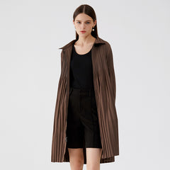 Pleats Please Zipper Windbreaker – Pleated Mid-Length Trench Coat