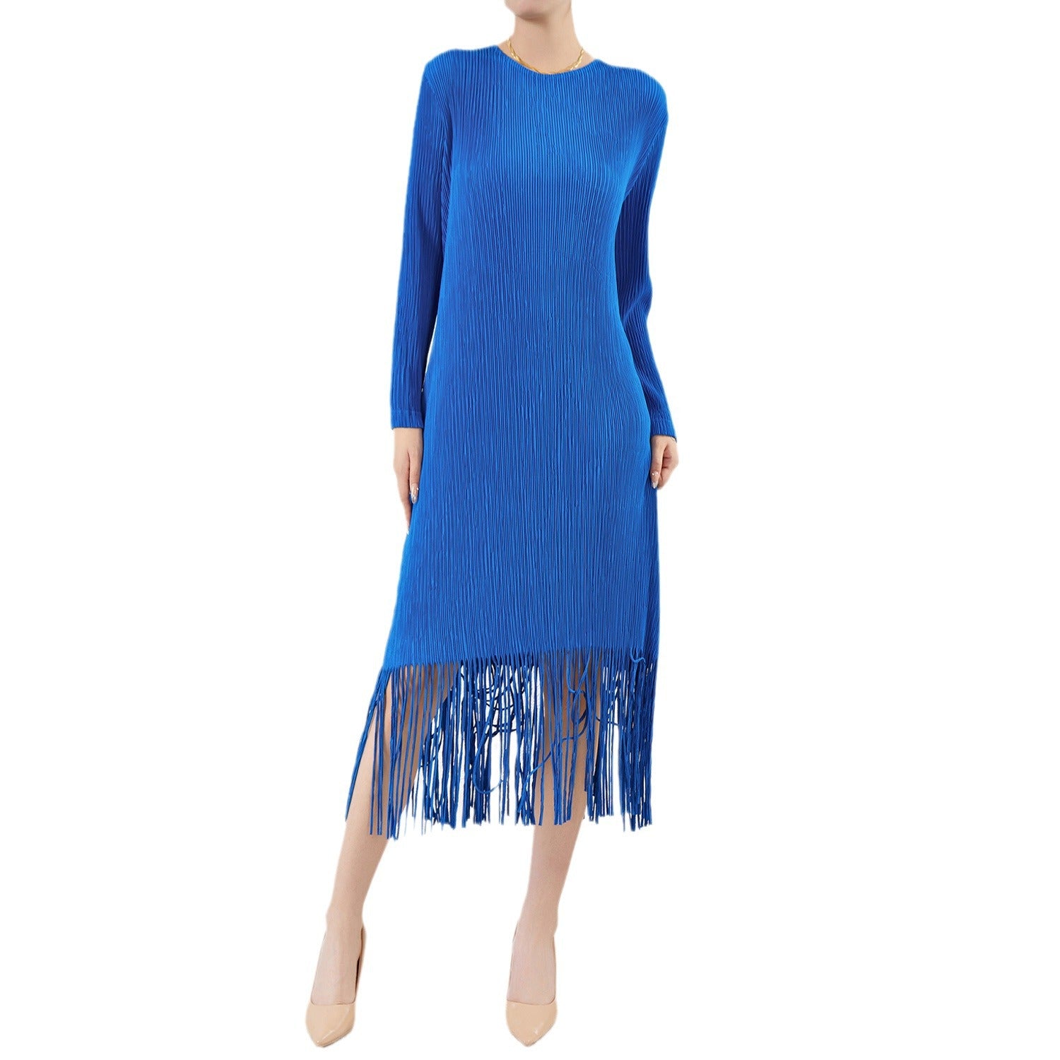 Pleated Knitted Tassel Skirt Dress – Chic and Elegant Women’s Outfit