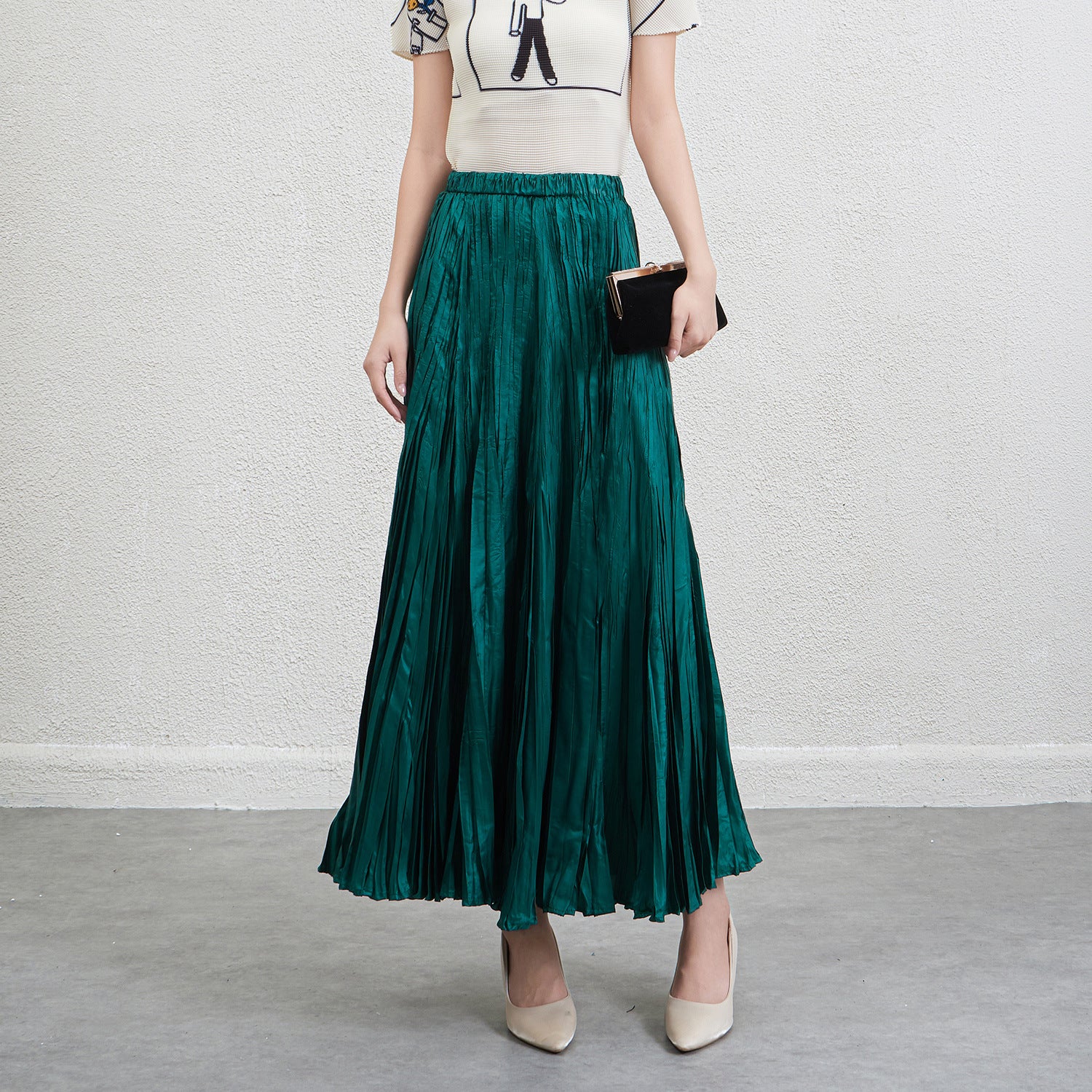 Pleated Irregular A-Line Midi Skirt – Handmade Elegant Women’s Style