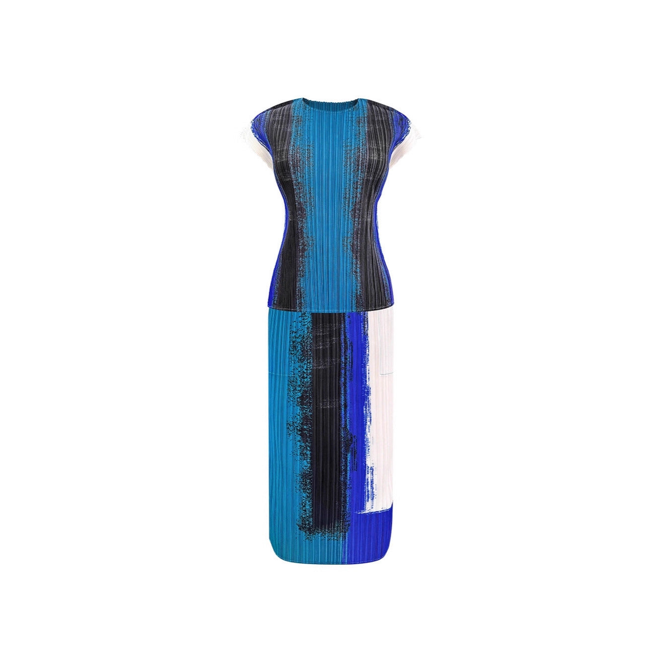 Printed Pleated Two-Piece Set – Sleeveless Top and High-Waist A-Line Skirt