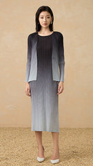 2025 Pleated Gradient Two-Piece Set – Short Cardigan Jacket & Elegant Sundress