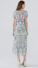 Boho Two-Piece Set – Printed Short Sleeve Top and Loose Skirt