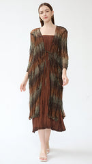 2025 spring/summer new small fragrance dress winter women's design long-sleeved pleated fashion slim two-piece set