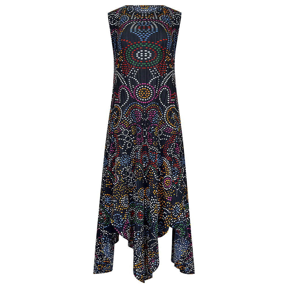 Boho Polka Dot Dress – Irregular Print Casual Loose Slimming Dress