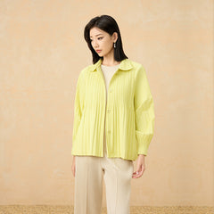 Pleated Trench Coat – Loose Fit Solid Color Cardigan