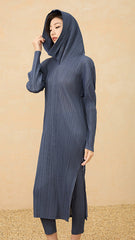 Fall 2025 new special-shaped collar design, long sleeves, loose dresses, side slits, simple and fashionable long skirts, women