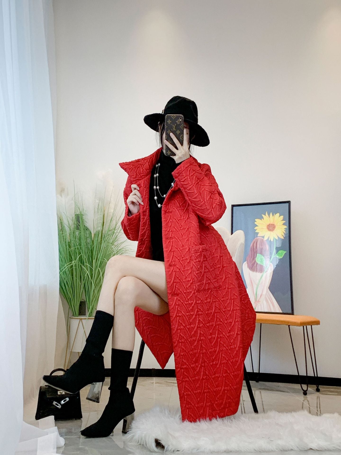 2025 Fall Winter Pleated Cotton Jacket – Stand Collar, Mid-Length, Thickened Warm Casual Coat for Women
