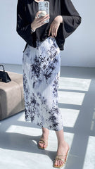 Miyake's new Chinese style skirt women's summer thin ink painting small pleated skirt slimming temperament medium skirt