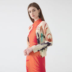 Long-sleeved sun protection clothing buttonless women's light cardigan top, 2025 summer seafood print, outer cloak, small coat women