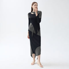 Personalized contrasting pleated suit women's spring new high-end long-sleeved slim top irregular skirt
