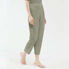 Pleated Fish Scale Pants – Casual Loose Slimming Solid Trousers