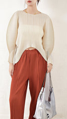 Pleated Batwing Sleeve Cardigan Top – Lightweight and Stylish Layer for Women