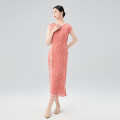 Hot-Selling Pleated Print Dress – Sleeveless A-Line, Plus-Size Friendly, Elegant Casual Style