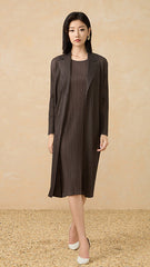 2025 Fall Winter Pleated Mid-Length Coat – Suit Collar, Slim Fit, Elegant Everyday Style
