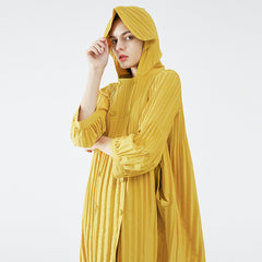 Pleated Double-Breasted Trench Coat – Loose Mid-Length Women’s Jacket