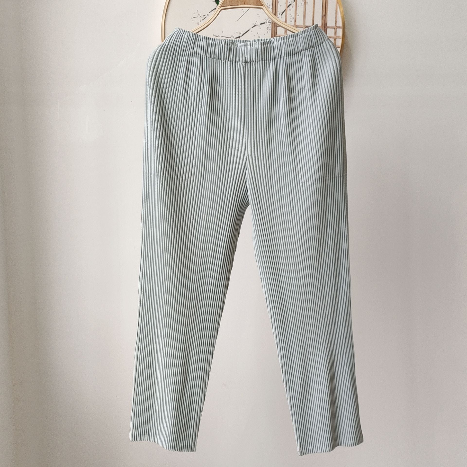 Pleated Two-Piece Set – Lace-Up Cardigan Jacket & Cropped Pants, Casual Chic Style