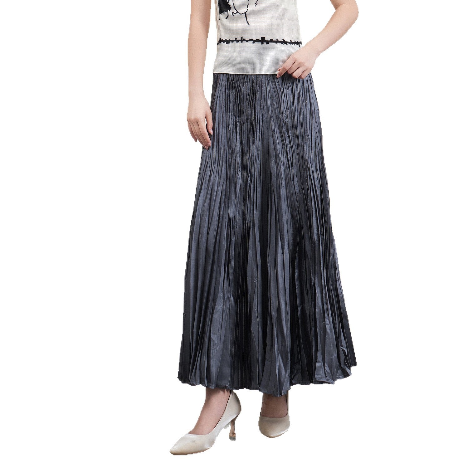 Pleated Irregular A-Line Midi Skirt – Handmade Elegant Women’s Style