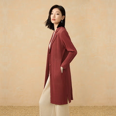 2025 Fall Winter Suit Collar Mid-Length Coat – V-Neck, Loose Fit, Elegant Commuting Style