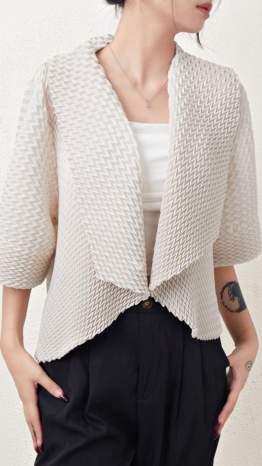 Pleated Plus-Size Sunscreen Shawl Cardigan – Lightweight Summer Layer for Women