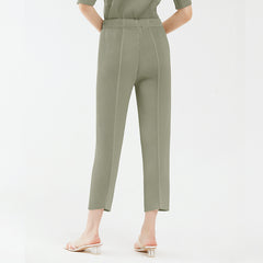 Pleated Fish Scale Pants – Casual Loose Slimming Solid Trousers