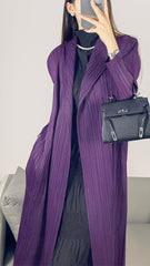 2025 Fall Winter High-End Pleated Trench Coat – Long Sleeve Slim Fit Casual Jacket for Women