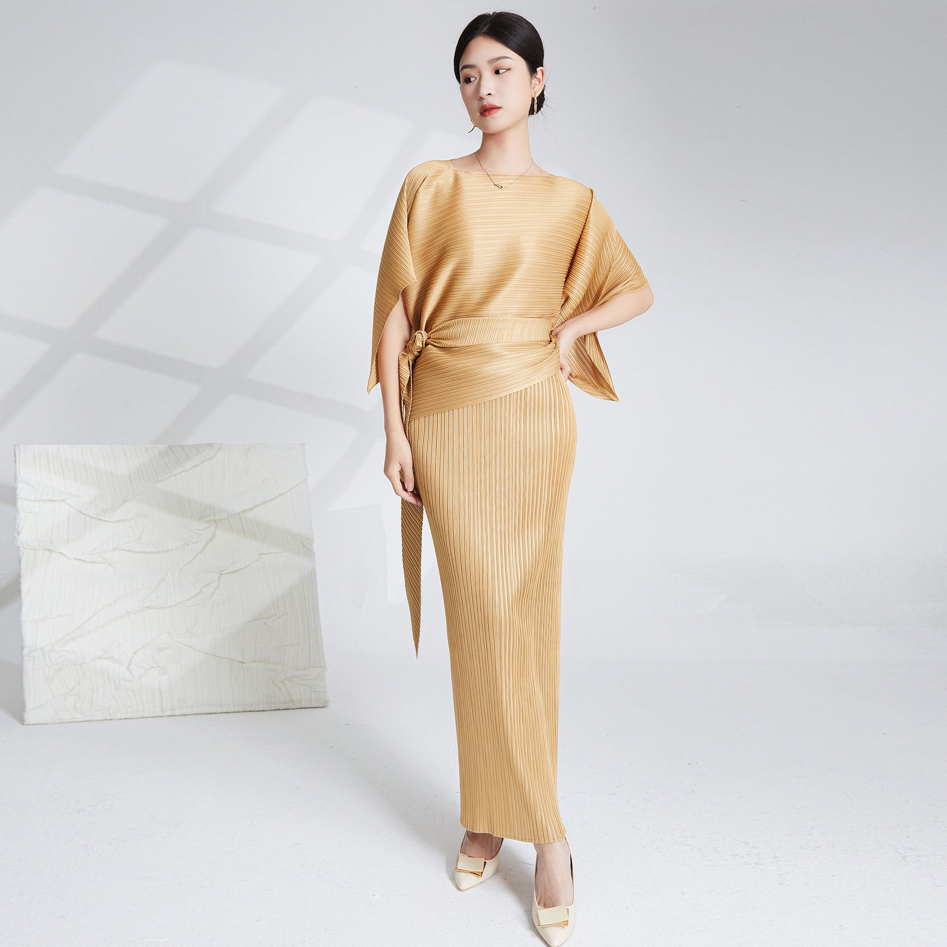 Issey Miyake Pleats Please Style – 兩件套吊帶裙套頭衫套裝