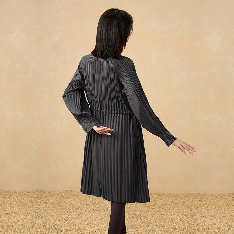 2025 Spring Autumn Mid-Length Trench Jacket – Stand Collar, Loose Fit, Zippered Casual Cardigan Style