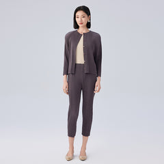 Pleated Two-Piece Set – High-End Single-Breasted Jacket and Slim Pants