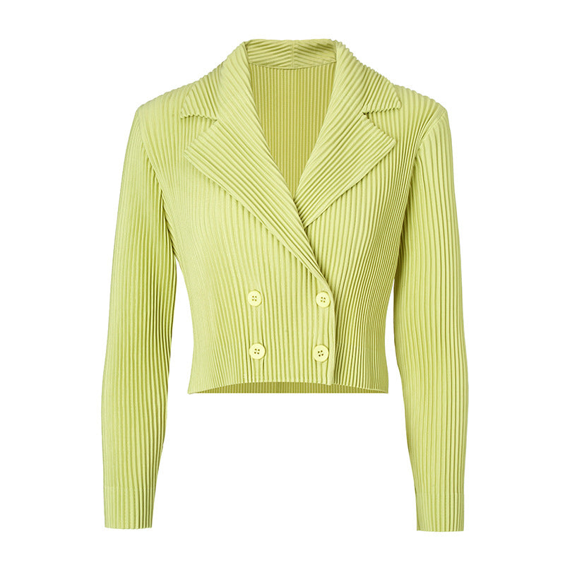 2025 Summer Pleated Cardigan Jacket – Lightweight Open-Front Layer, Slimming & Versatile  描述