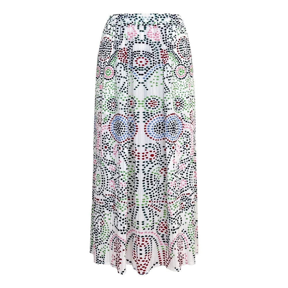 Boho Two-Piece Set – Printed Short Sleeve Top and Loose Skirt
