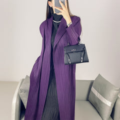 2025 Fall Winter High-End Pleated Trench Coat – Long Sleeve Slim Fit Casual Jacket for Women