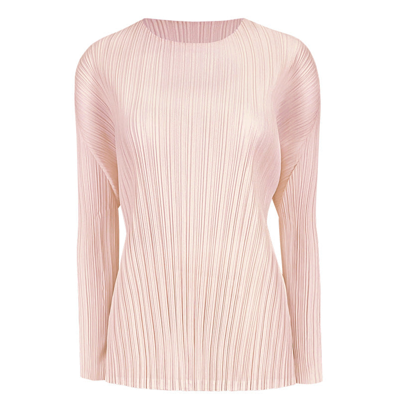 Pleated Skirt Suit – Korean Style Long Sleeve Top and Skirt Set