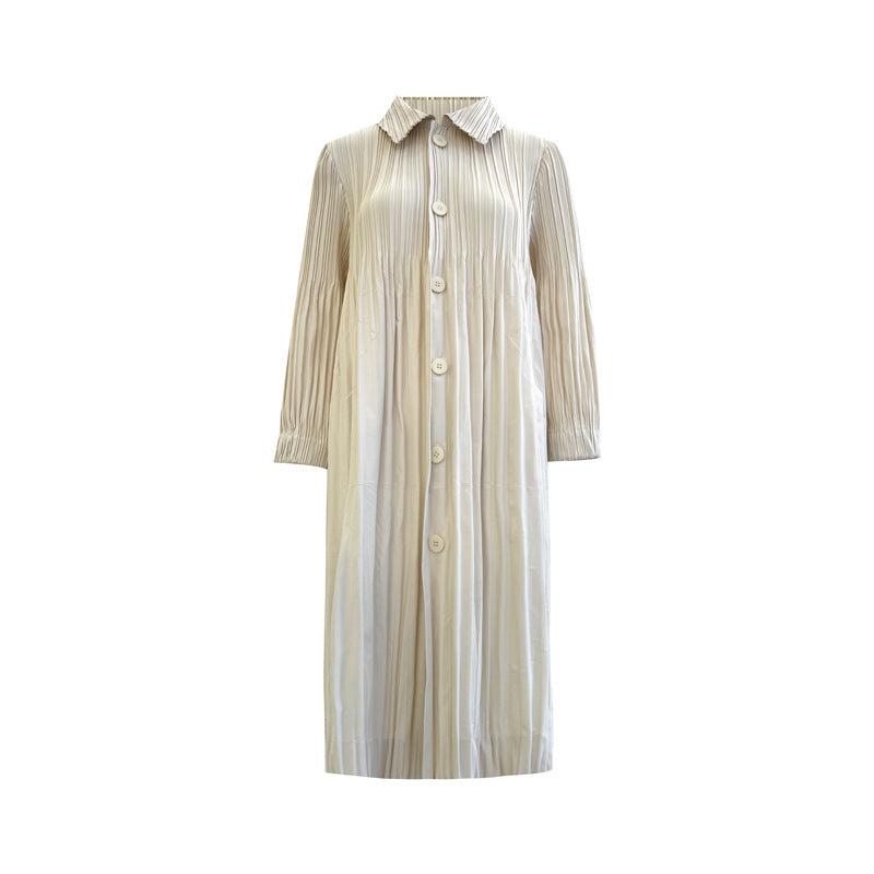 Fall New Pleated Mid-Length Jacket – High-End French Retro Trench Coat