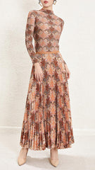 Pleated Retro Top and Skirt Set – Chic Two-Piece Outfit for Women
