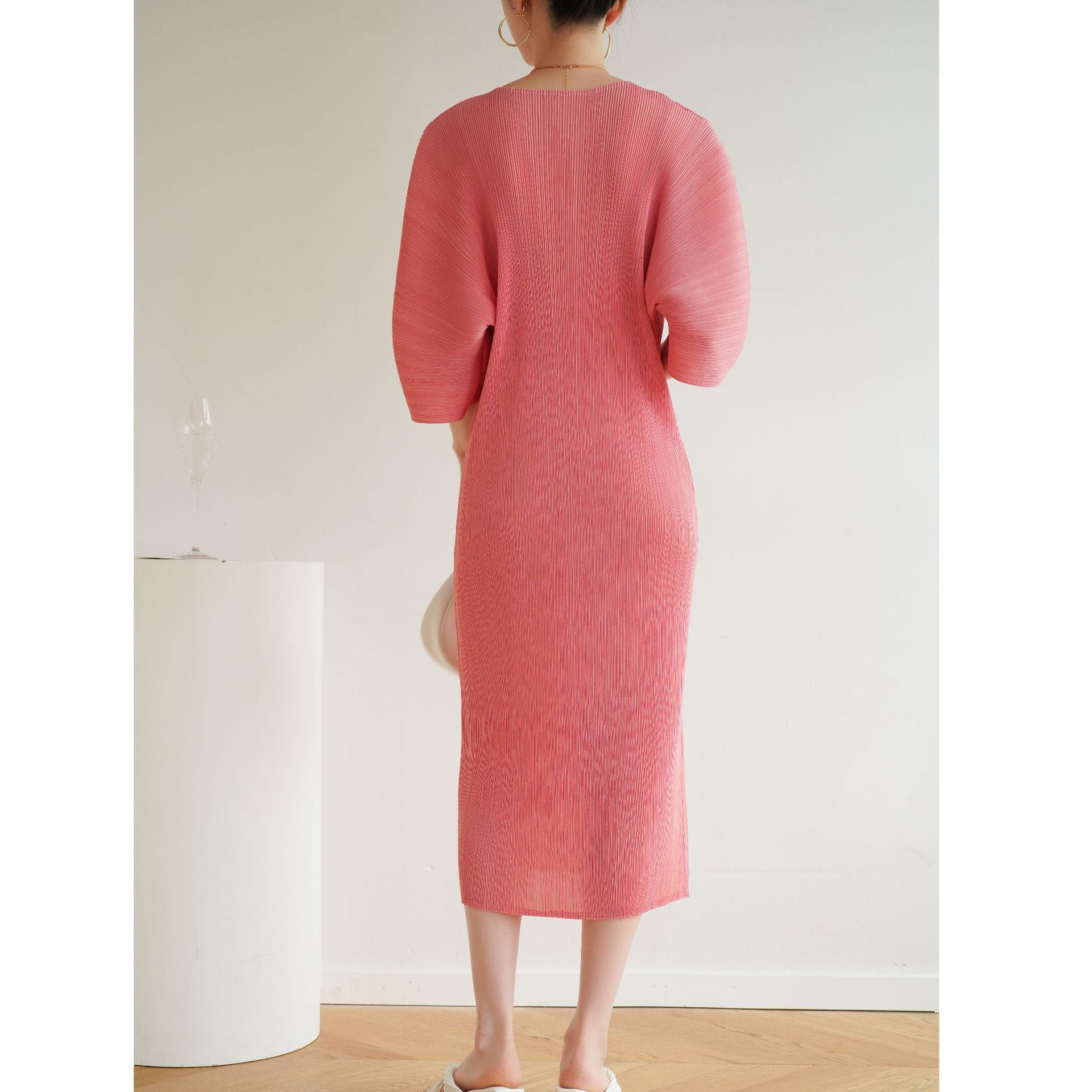 Pleated Summer Dress – Loose Fit, Casual Slimming Style for Women