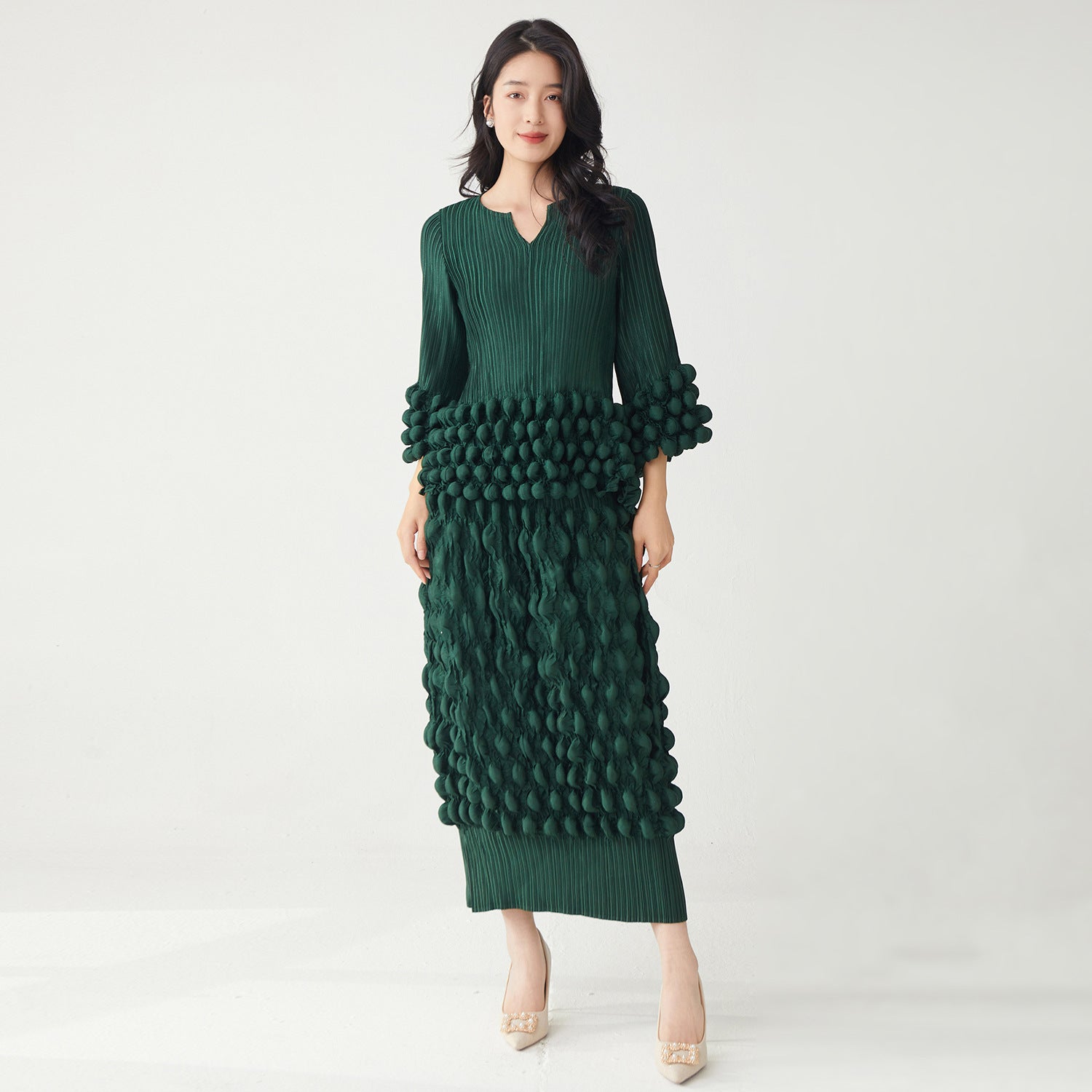 Pleats Please Two-Piece Set – Pleated T-Shirt Top & Skirt for Spring