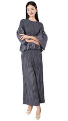 Pleated Two-Piece Set – Wide-Leg Pants & Top, Plus-Size Friendly Outfit for Women