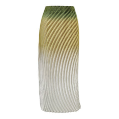 Pleated Fish Scale Gradient Skirt – High Waist A-Line Slit Design