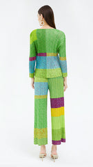 Pleats Please Contrast Print Suit – Pleated Two-Piece Set